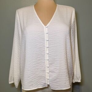 Madewell V-Neck Buttondown Blouse Top Shirt‎ in Cream Off White Size XL